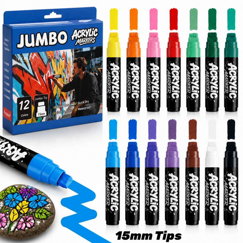 Art Craft Jumbo - 3/12팩 점보형 영구 마커, 15mm 초광폭