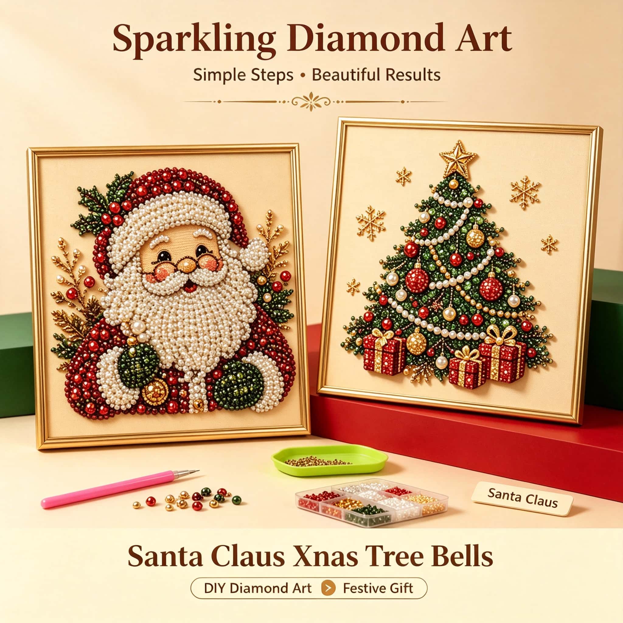 Art And Craft For Xmas - 크리스마스 다이아몬드 아트 공예 키트, 산타클로스,