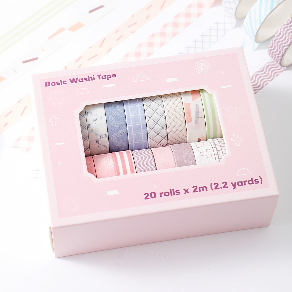 Art Craft Stationery - 마카롱 테이프 20롤, 폭 0.4인치, 학용품,