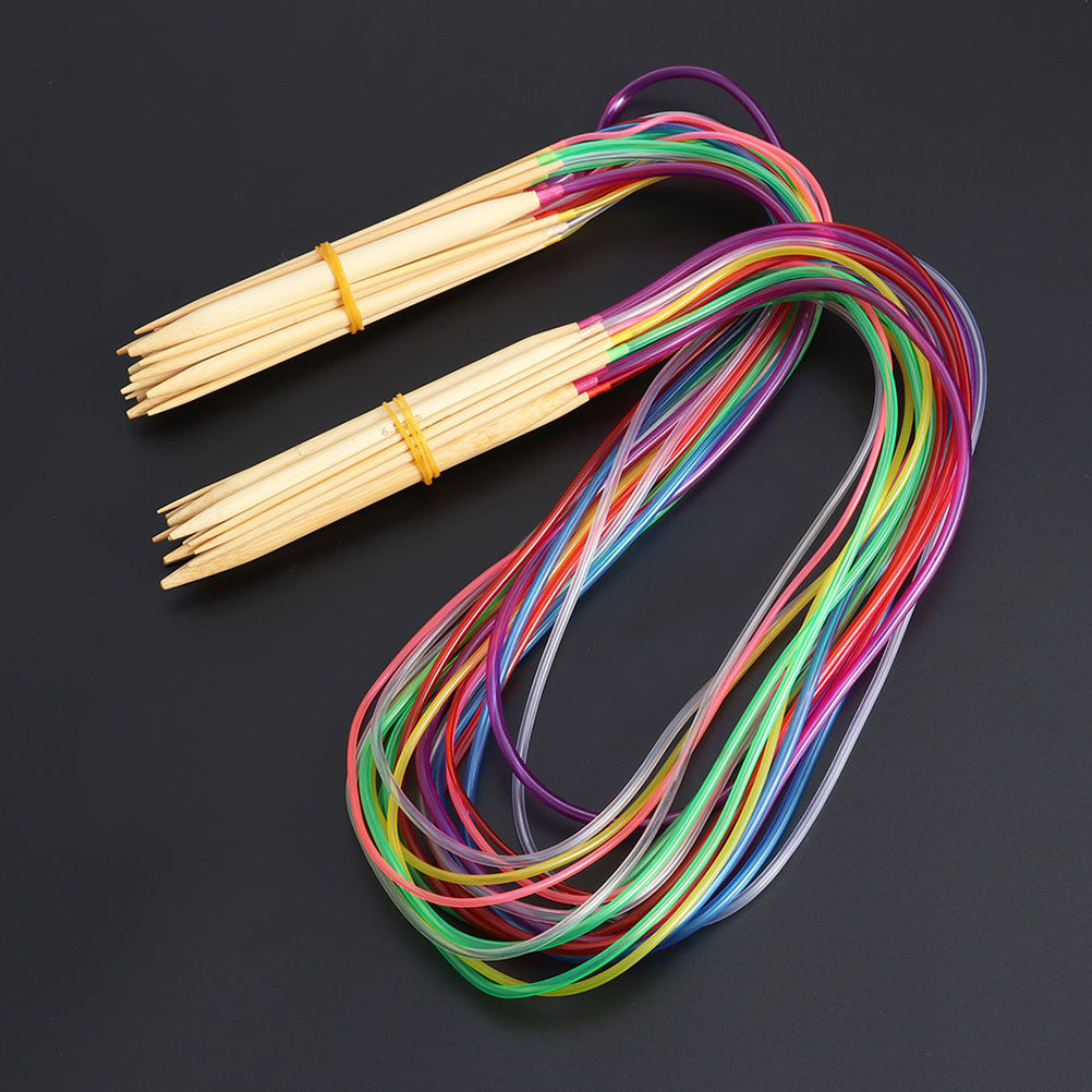 Knitting Needle Circular - 18개 세트 대나무 원형 뜨개 바늘,