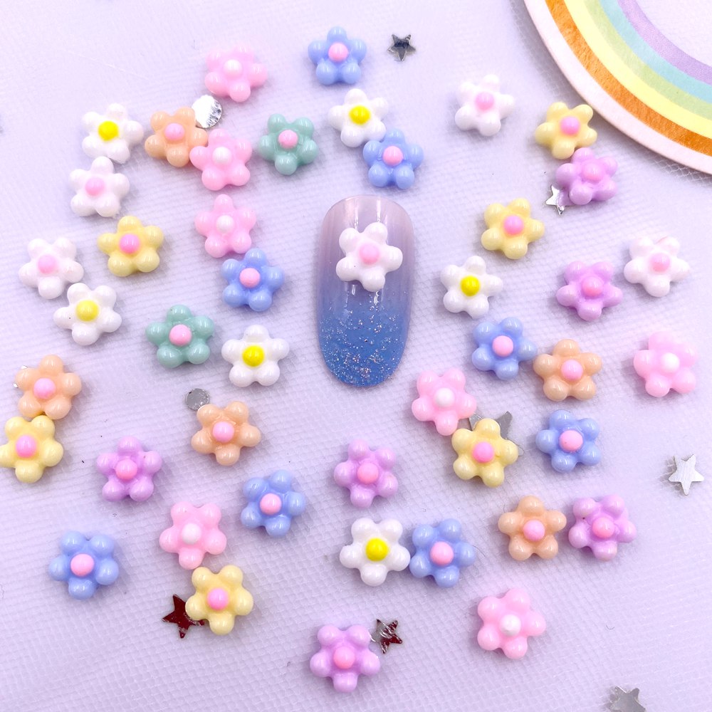 Art Craft New Year - 100개 8mm 레진 3D 컬러풀 귀여운