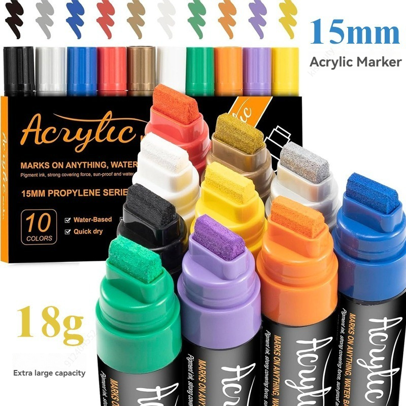10가지 색상 15mm 점보 펠트 팁 아크릴 물감 마커 - Art Craft Jumbo 리뷰 및 가격