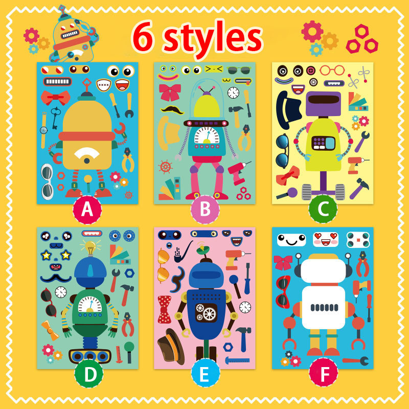 남아용 조립 로봇 스티커, 얼굴 퍼즐 만들기, DIY  - Art Craft Toddler 리뷰 및 가격