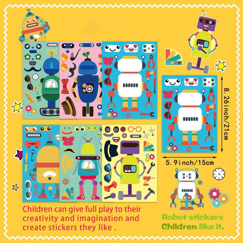 남아용 조립 로봇 스티커, 얼굴 퍼즐 만들기, DIY  - Art Craft Toddler 리뷰 및 가격