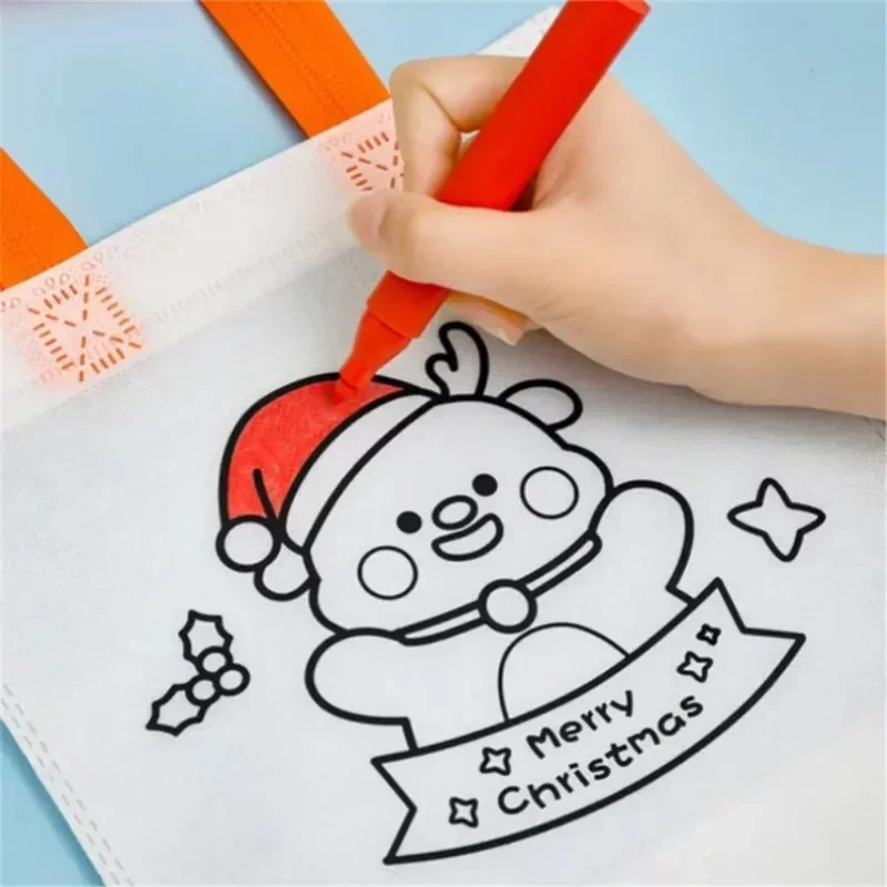 만화 크리스마스 DIY 그래피티 가방 수제 페인팅 부직 - Art And Craft For Xmas 리뷰 및 가격