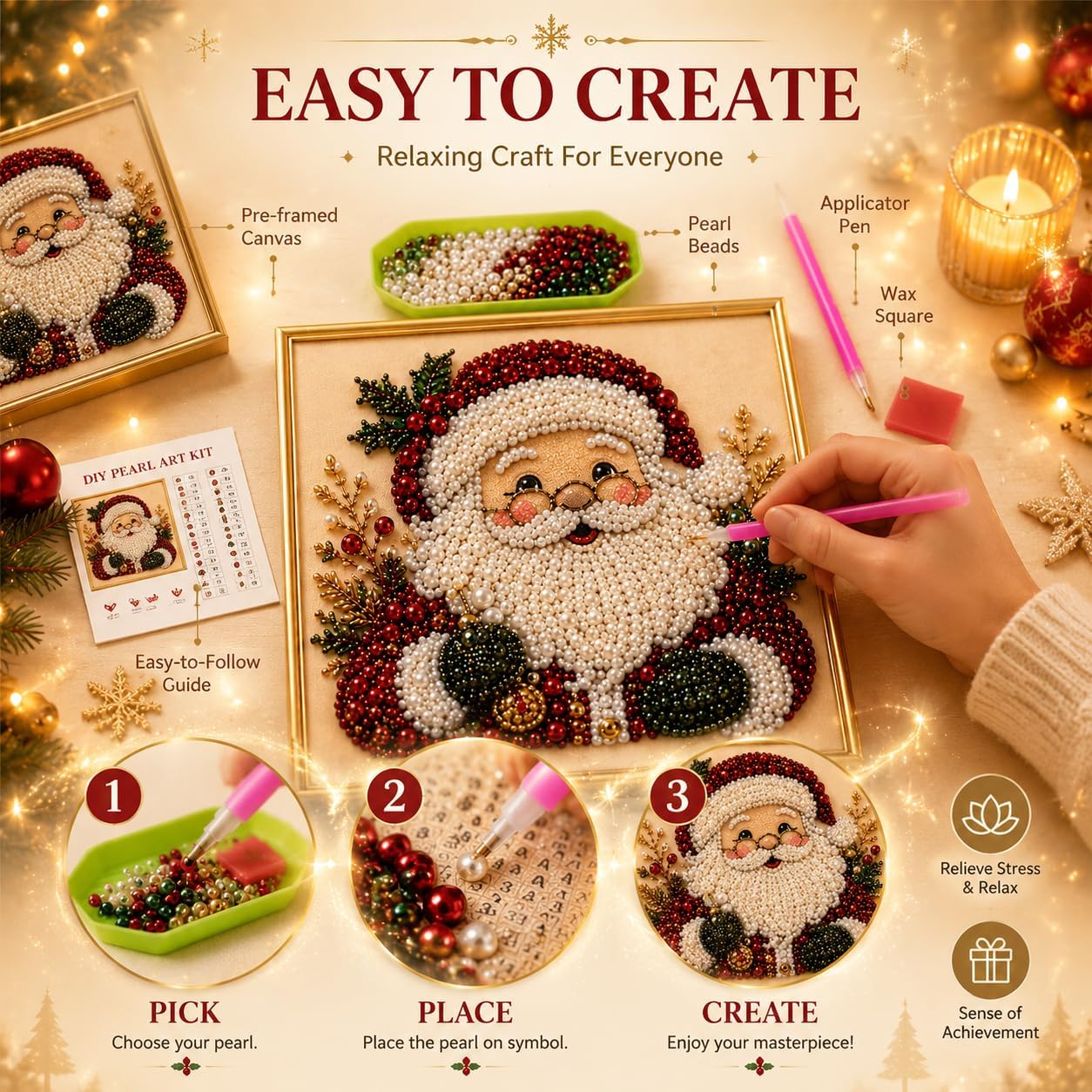 DIY 크리스마스 진주 다이아몬드 페인팅 아트 키트(프 - Art Craft Holiday 리뷰 및 가격