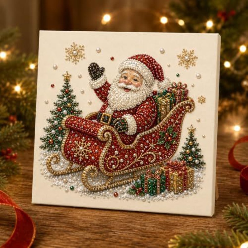 DIY 진주 다이아몬드 페인팅 세트, 산타클로스, 리스 - Art And Craft For Xmas 리뷰 및 가격