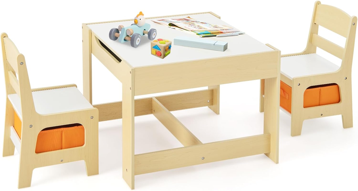 어린이 테이블 및 의자 세트, 3 in 1 나무 어린이 - Art Craft Toddler 리뷰 및 가격