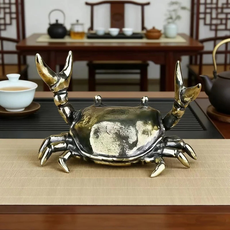 황동 게 조각상 역도 공예 장식품 게 펜 홀더 창의적인 - Art Craft New Year 리뷰 및 가격