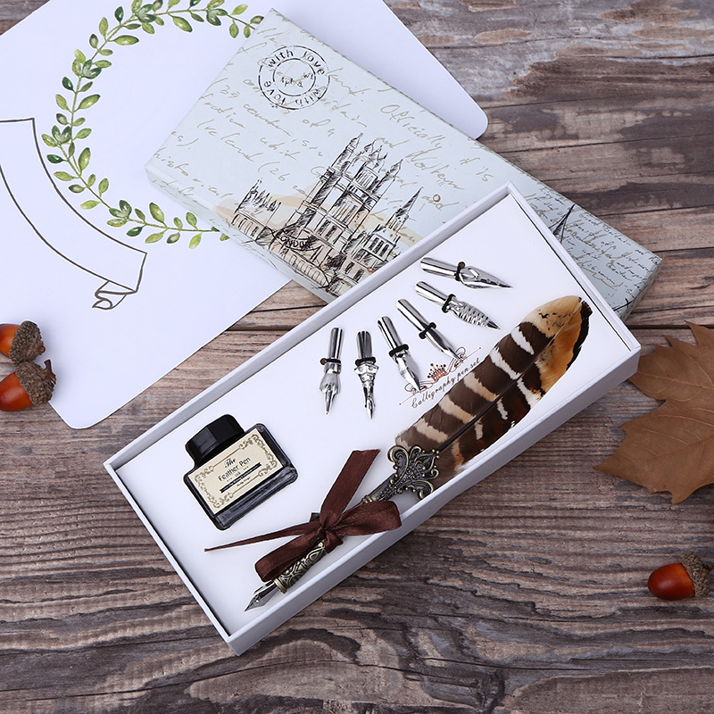 레트로 깃털 딥펜 필기 잉크 세트 예술 공예 DIY 학 - Art Craft Stationery 리뷰 및 가격